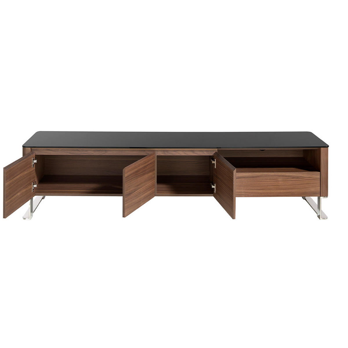 TV-ELEMENT Walnuss Schwarz 200/45/48 cm - Walnussfarben/Schwarz, Holz/Metall (200/48/45cm) - ANGEL CERDA