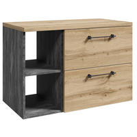 WASCHBECKENUNTERSCHRANK Muro 2 Schubladen Eiche - 90 x 45 x 61 cm - Eichefarben, Holz (90/61/45cm) - Badplaats