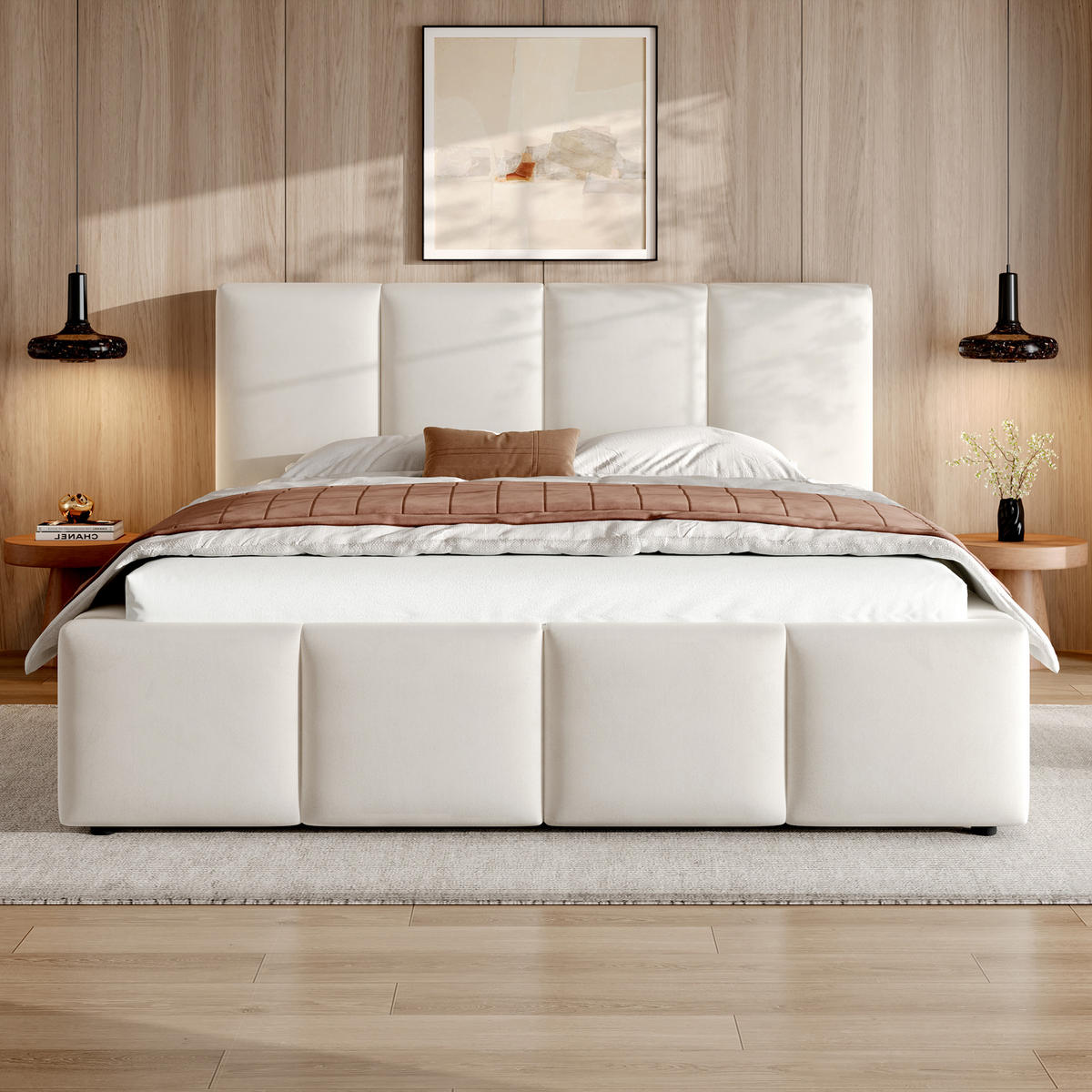 POLSTERBETT Beige Chenille 180x200 Lattenrost Kopfteil - Beige, Textil (180/200cm) - FLIEKS
