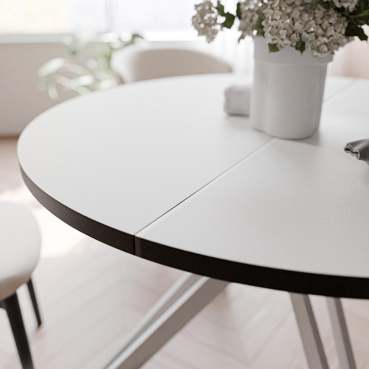 ESSTISCH ausziehbar aus MDF, Weiß - Weiß, Holzwerkstoff (120/120/76cm) - Idohome