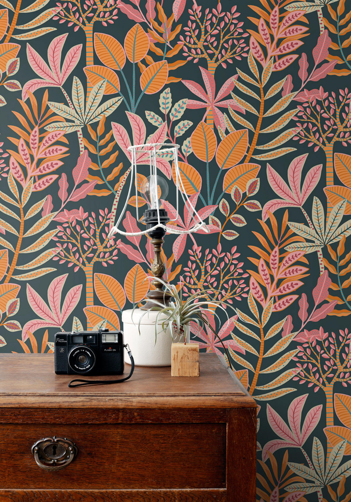 TAPETE Blätter 50 x 900 cm - Pink, Papier (50/900cm) - ESTAhome