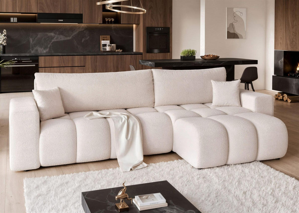 ECKSOFA Anabel Max Mit Schlaffunktion - Weiß, Holzwerkstoff/Textil (145/278cm) - Fun Möbel