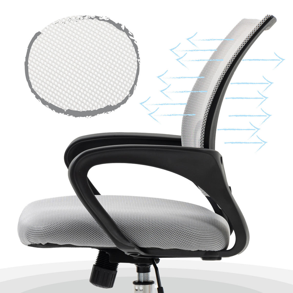 KINDERSCHREIBTISCHSTUHL CYDNEY Stoffbezug Grau - Grau, Textil (57/104/49cm) - SVITA