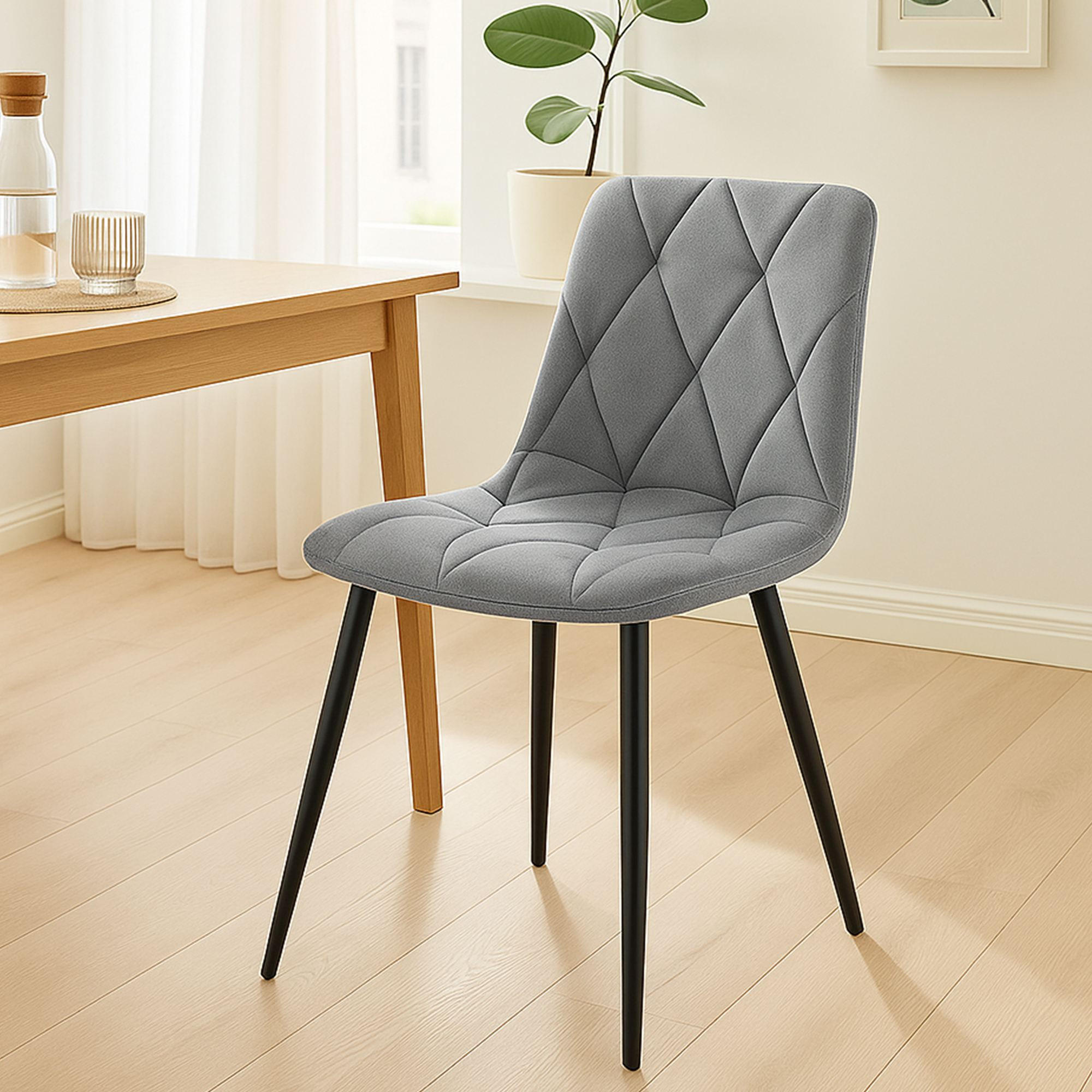 ESSZIMMERSTUHL Samt Dunkelgrau - Dunkelgrau/Schwarz, Textil/Metall (45/85/55cm) - CLP