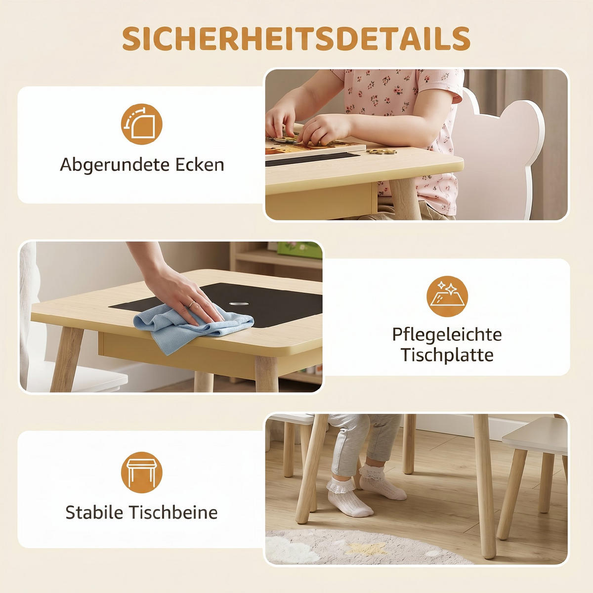 KINDERTISCHGRUPPE Naturfarben 60.0/60.0/44.0cm - Naturfarben, Holzwerkstoff (60/44/60cm)