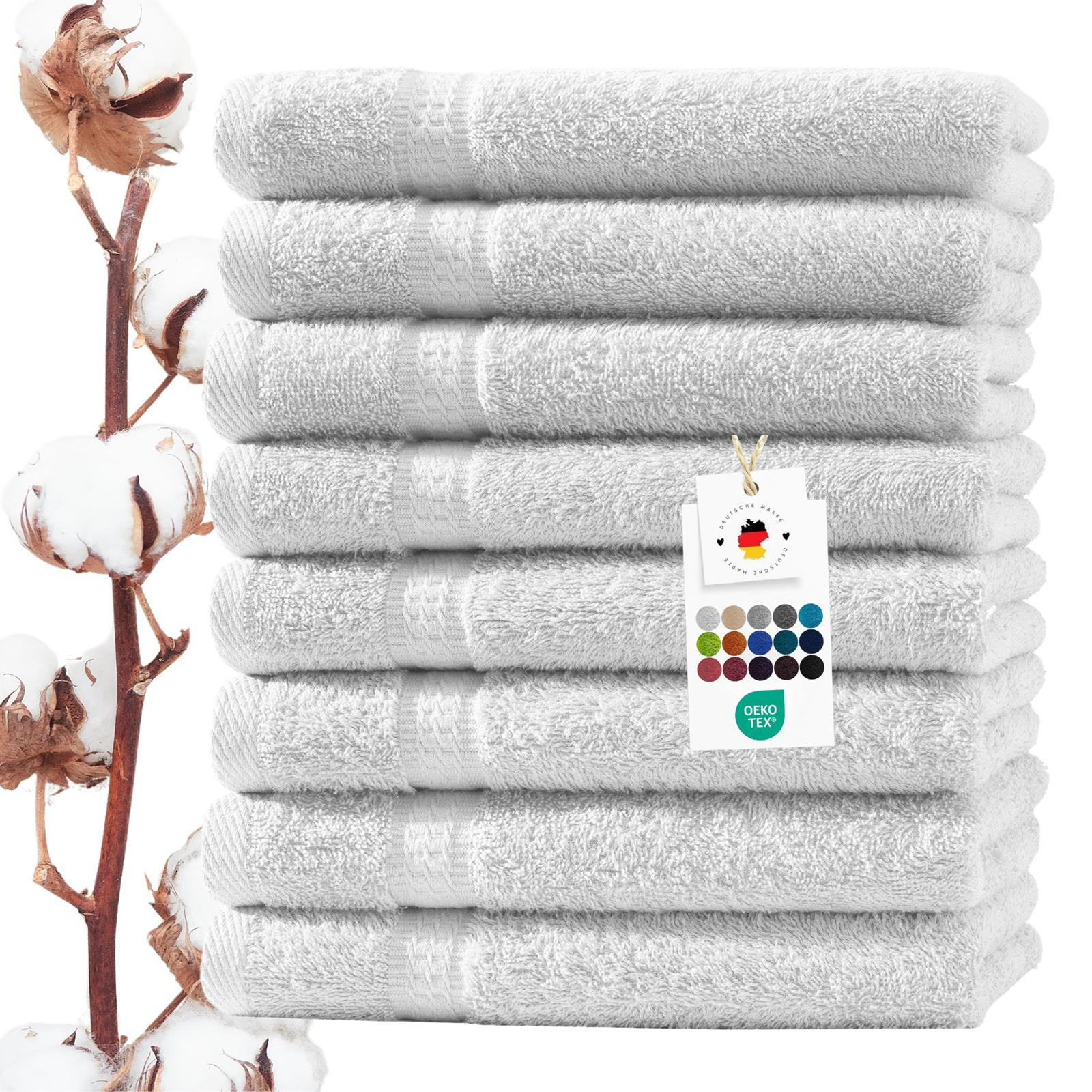GÄSTEHANDTUCH 30x50 cm Frottier Gästetuch im 8er Set aus 100% Baumwolle, Silber 500g/m2 - Silberfarben, Textil (35/50cm) - Carpe Sonno