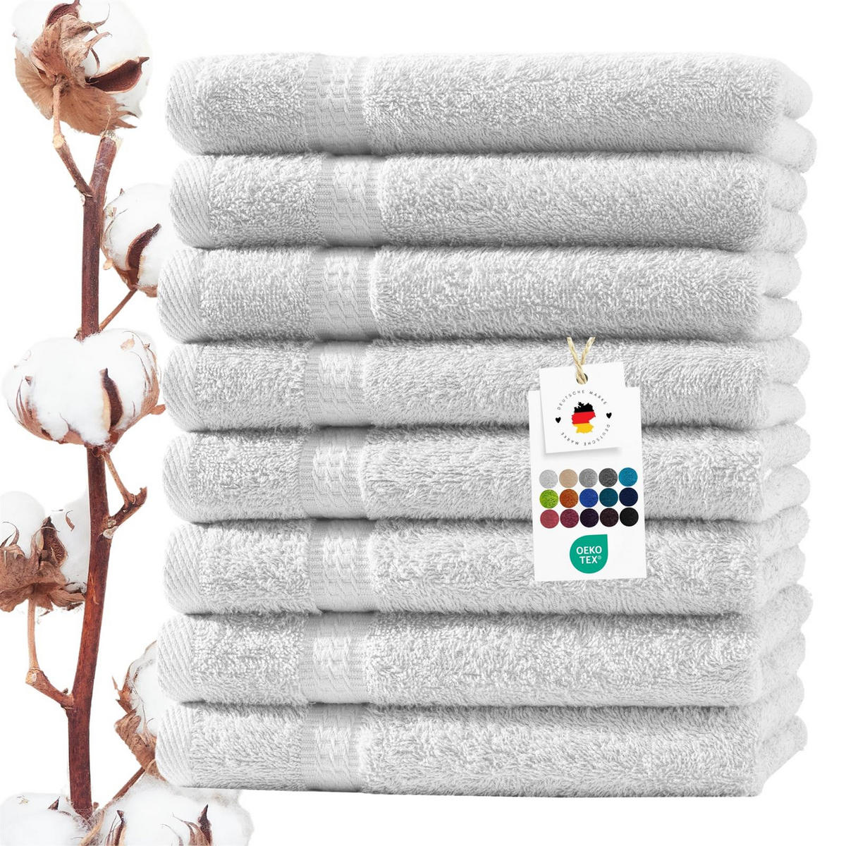HANDTUCH 50x100 cm Frottier Handtücher im 8er Set aus 100% Baumwolle, Weiß 500g/m2 - Weiß, Textil (50/100cm) - Carpe Sonno