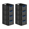EUROBOX 8x NextGen Color 22x30x40 cm 20 Liter Griffe blau offen, Schwarz - Blau/Schwarz, Kunststoff (30/22/40cm) - PROREGAL