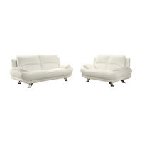 COUCHGARNITUR - 5 Personen - kunstleder - elfenbeinfarben Musko - Weiß, Leder/Metall (200/89/91cm) - Vente-Unique