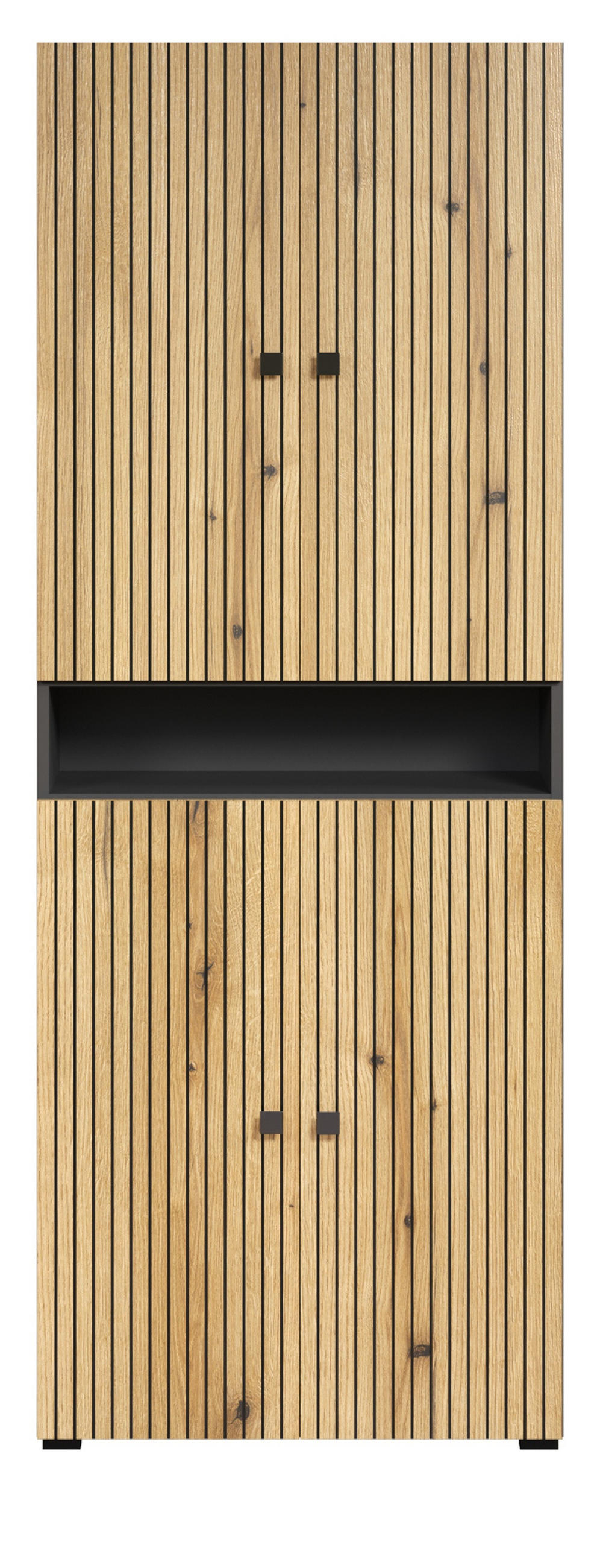 HOCHSCHRANK Evoke Eiche, grau 70 x 186 cm, Badschrank mit viel Stauraum - Eichefarben/Anthrazit, Holzwerkstoff/Metall (70/186/31cm) - Top.Furn