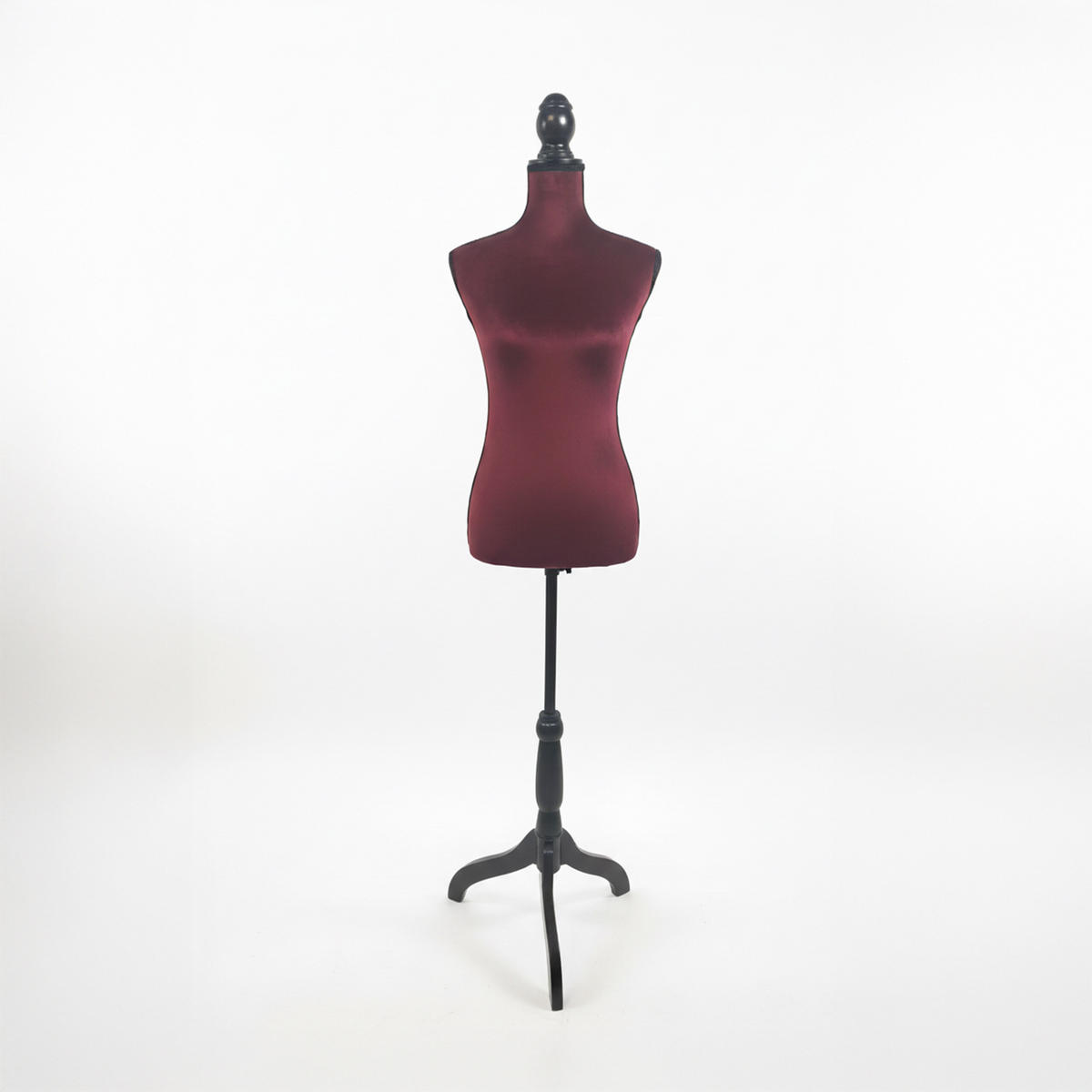 MANEKÝNKA - tmavočervená, drevo/textil (41/167/34cm) - Relaxdays