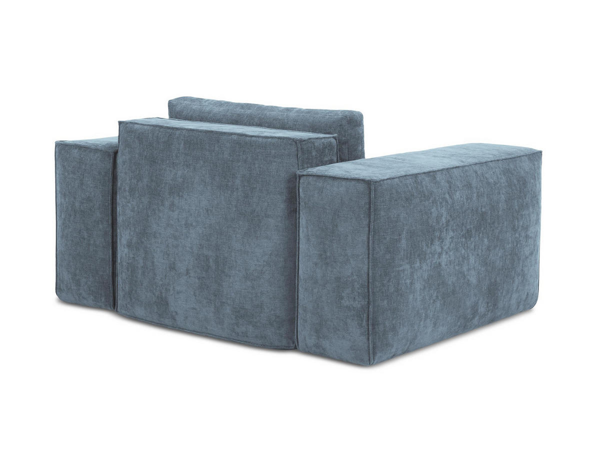 SCHLAFSESSEL Chenille Stoff Blau - Pastellblau/Schwarz, Holzwerkstoff/Kunststoff (157/81/113cm) - Makamii