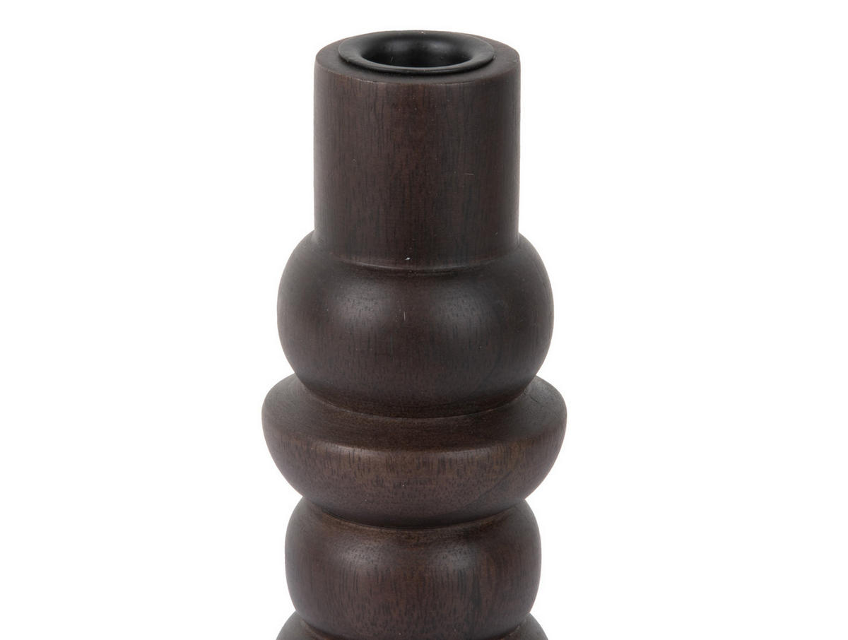 KERZENHALTER Formado Silber 7/7/17.5 cm - Braun, Holz (7/17.5/7cm) - Present Time