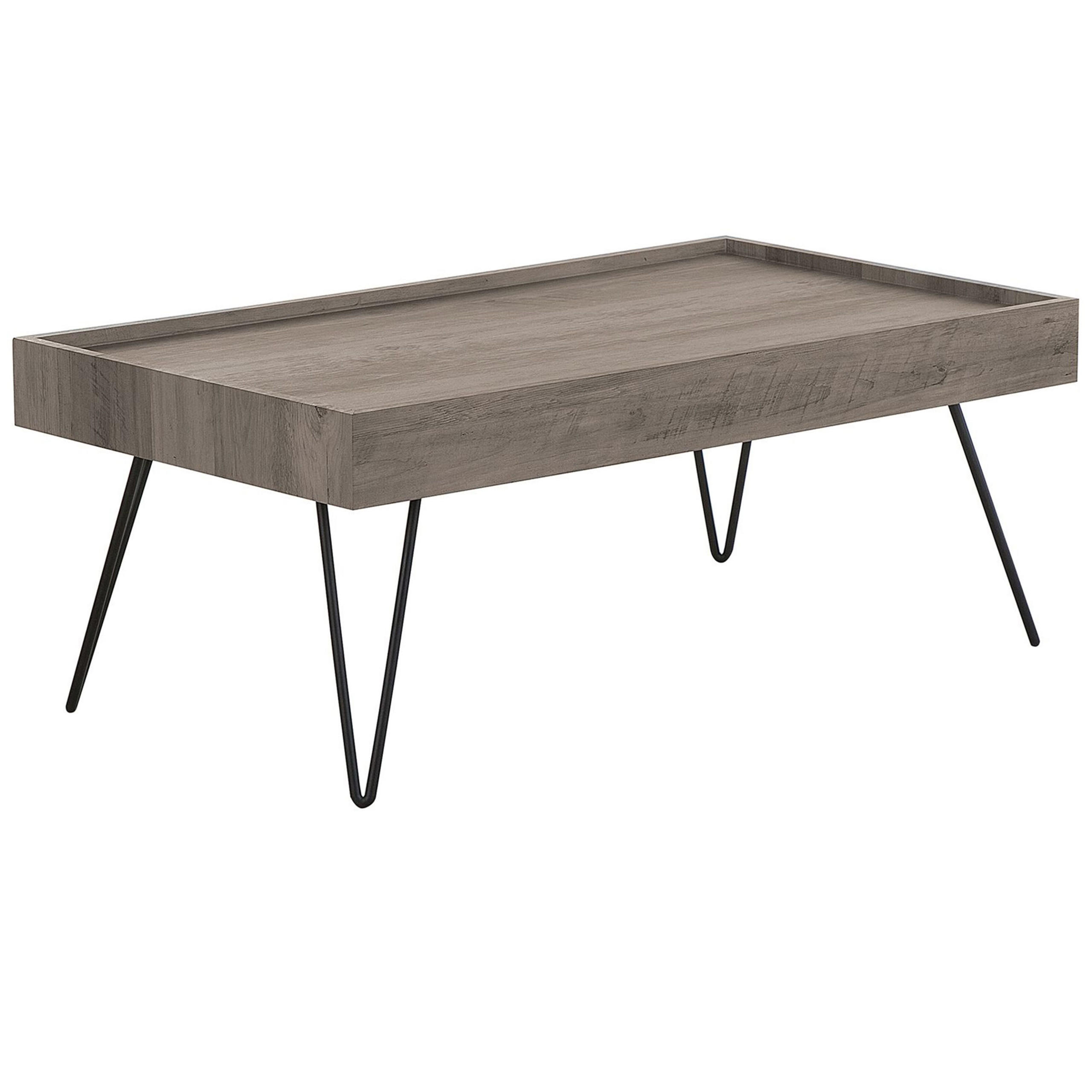 COUCHTISCH dunkler Holzfarbton/taupe rechteckig 100/60 cm Welton - Schwarz/Braun, Holzwerkstoff (60/100/42cm) - Beliani