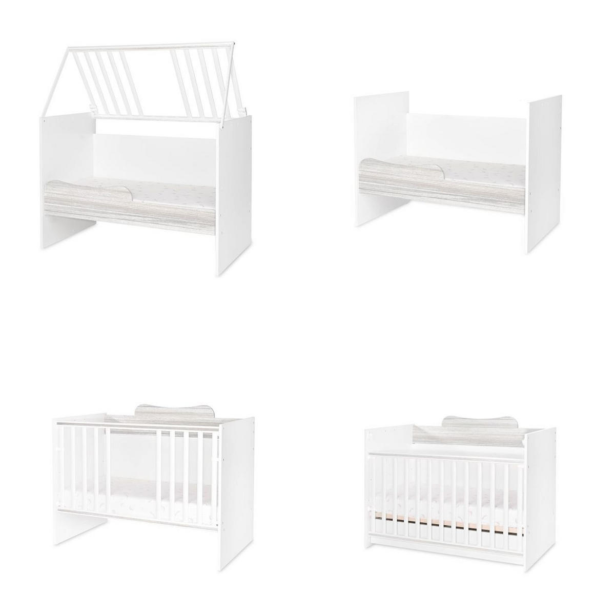 BABYBETT Multi grau 190 x 82 cm, Wickelkommode, Hausbett, Jugendbett, Schreibtisch - Grau, Holzwerkstoff (60/120cm) - Lorelli
