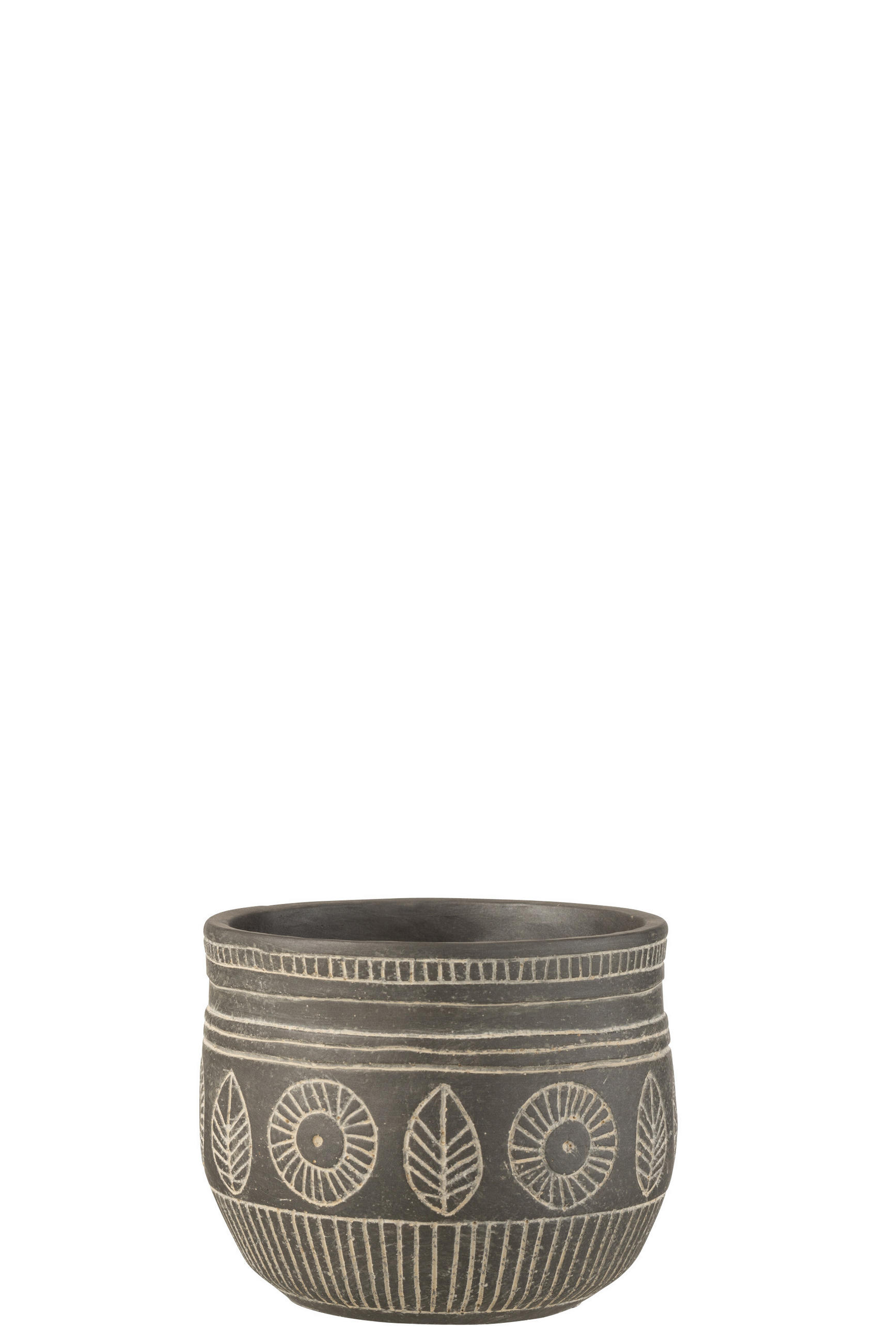 BLUMENTOPF FRESKO - Töpferei - Grau - M - Ø 18 cm - Grau, Keramik (18/15cm) - J-Line