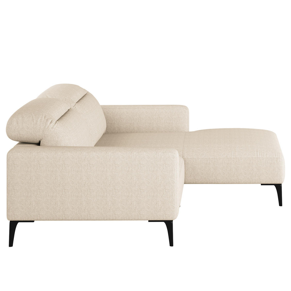 1,5-SITZER ECKSOFA mit Longchair - Beige/Schwarz, Textil/Metall (232/180cm) - home24