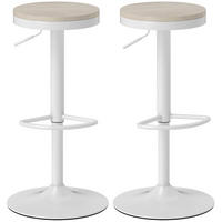 BARHOCKER 2er-Set DE-14768 höhenverstellbar & schwenkbar mit Gummibaumholz Weiß - Weiß, Metall (38.5/80/38.5cm) - ComfortXL