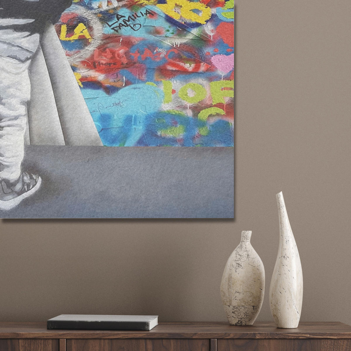 AKUSTIKBILD Graffiti - Junge - Ilussie - Straßenkunst Wanddeko 60x90 cm - Hellgrau, Kunststoff (60/90/0.9cm) - MuchoWow