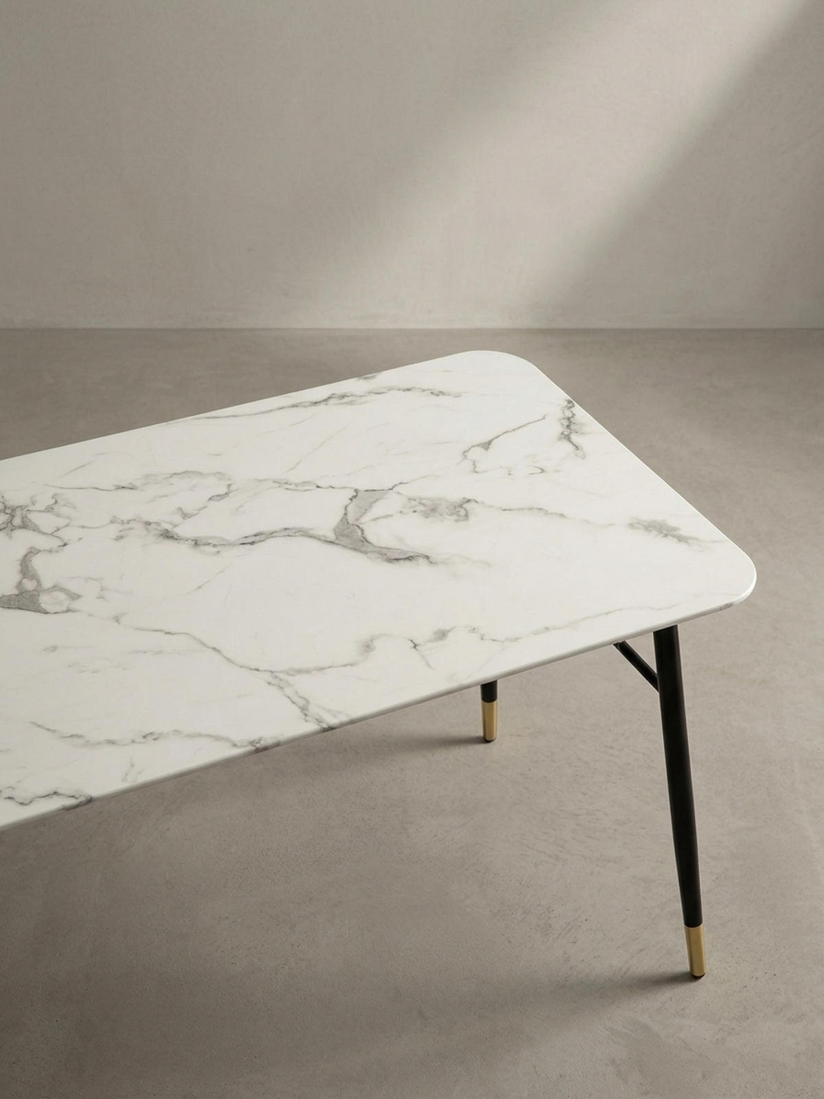 ESSTISCH Marmoroptik Metall Rechteckig Modern Klein, Weiß 200x90x76 cm - Goldfarben/Weiß, Holzwerkstoff/Metall (90/200/76cm) - KADIMA DESIGN