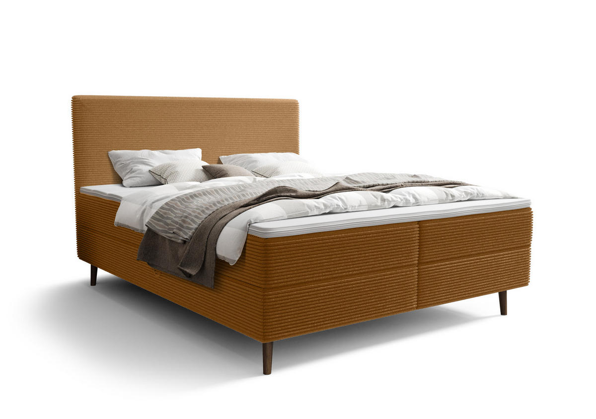 BOXBETT NARA mit Matratze H3, Bonell und Topper 180x200 POSO 001 - Orange, Textil (180/200cm) - Bedante