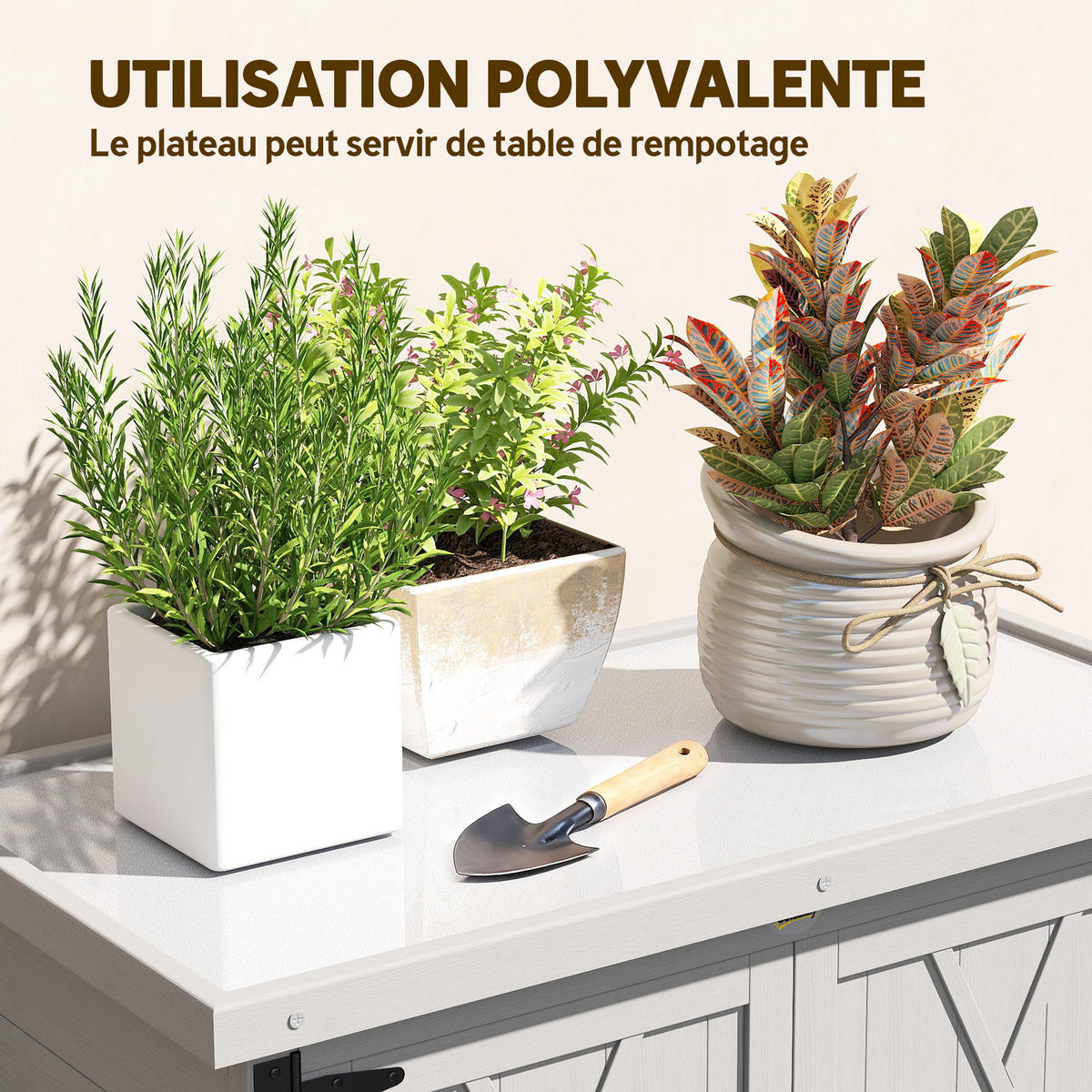 GERÄTESCHUPPEN DE-17602 3 Böden, verzinktes Metalldach Grau - Grau, Holz (75/90/40cm) - ComfortXL