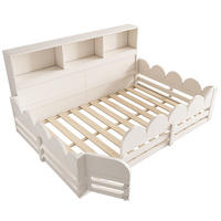KINDERBODENBETT 140/200 cm aus Holz mit Rausfallschutz Tür und Regal Weiß - Weiß, Holz (90/200cm) - Modenvie