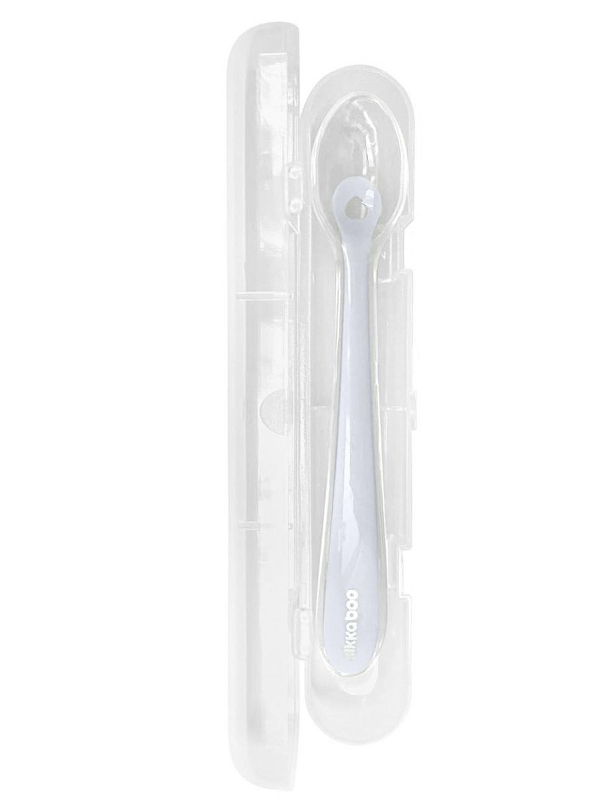 BABYLÖFFEL Silikonlöffel mit Etui blau Silikon, Silikonspitze, Griff, ab 4 Monate, leicht zu reinigen - Blau, Kunststoff (3/2/15cm) - Kikka boo