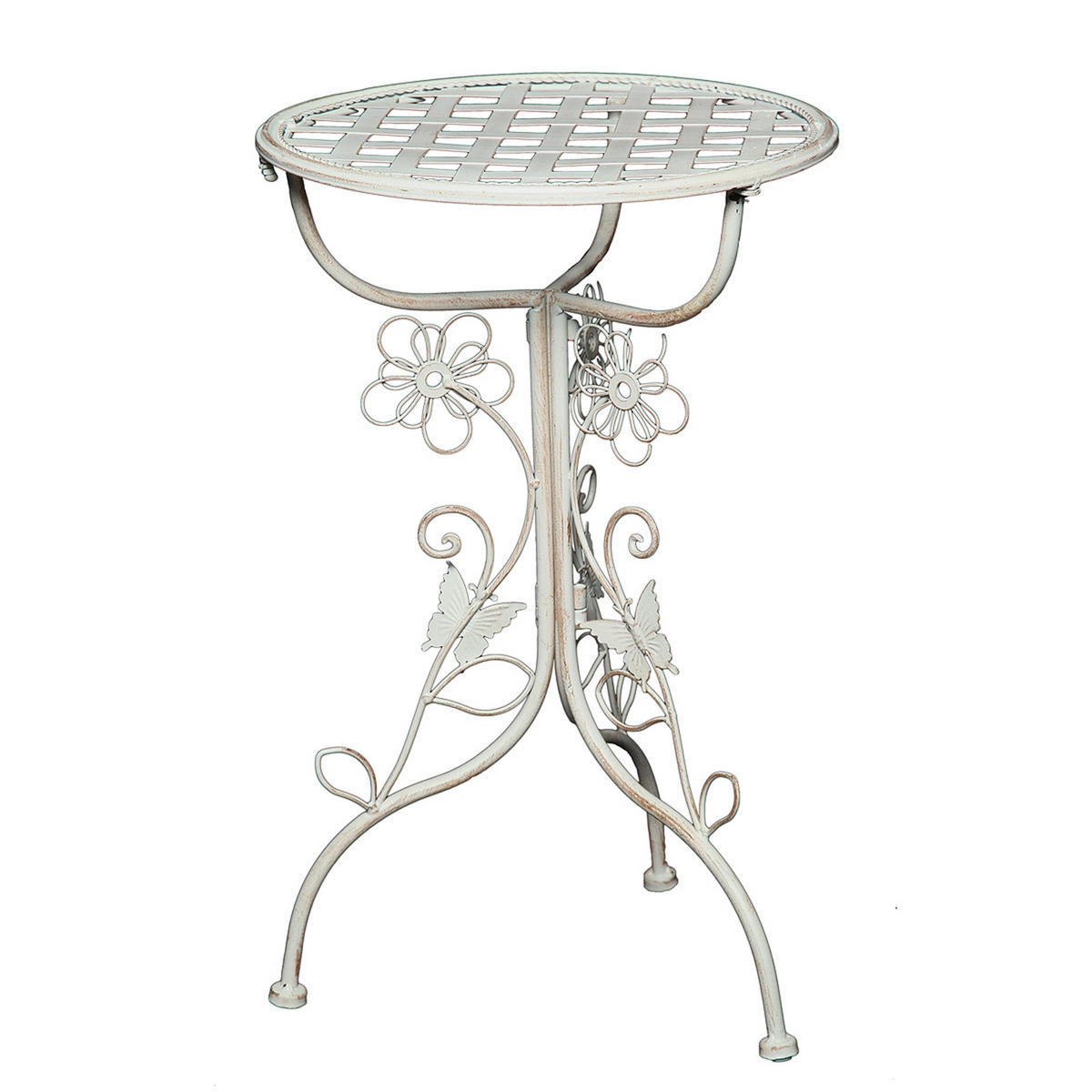 BEISTELLTISCH Flora Eisen antik-weiß - Weiß, Metall (32/32/53cm) - DESIGN DELIGHTS