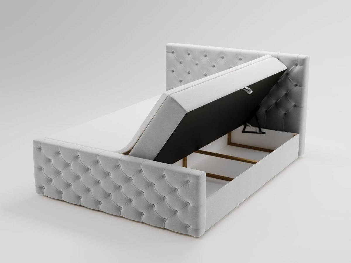 BOXBETT Montego 180x200 Hellgrau - Hellgrau, Holz/Textil (180/200cm) - Graingold