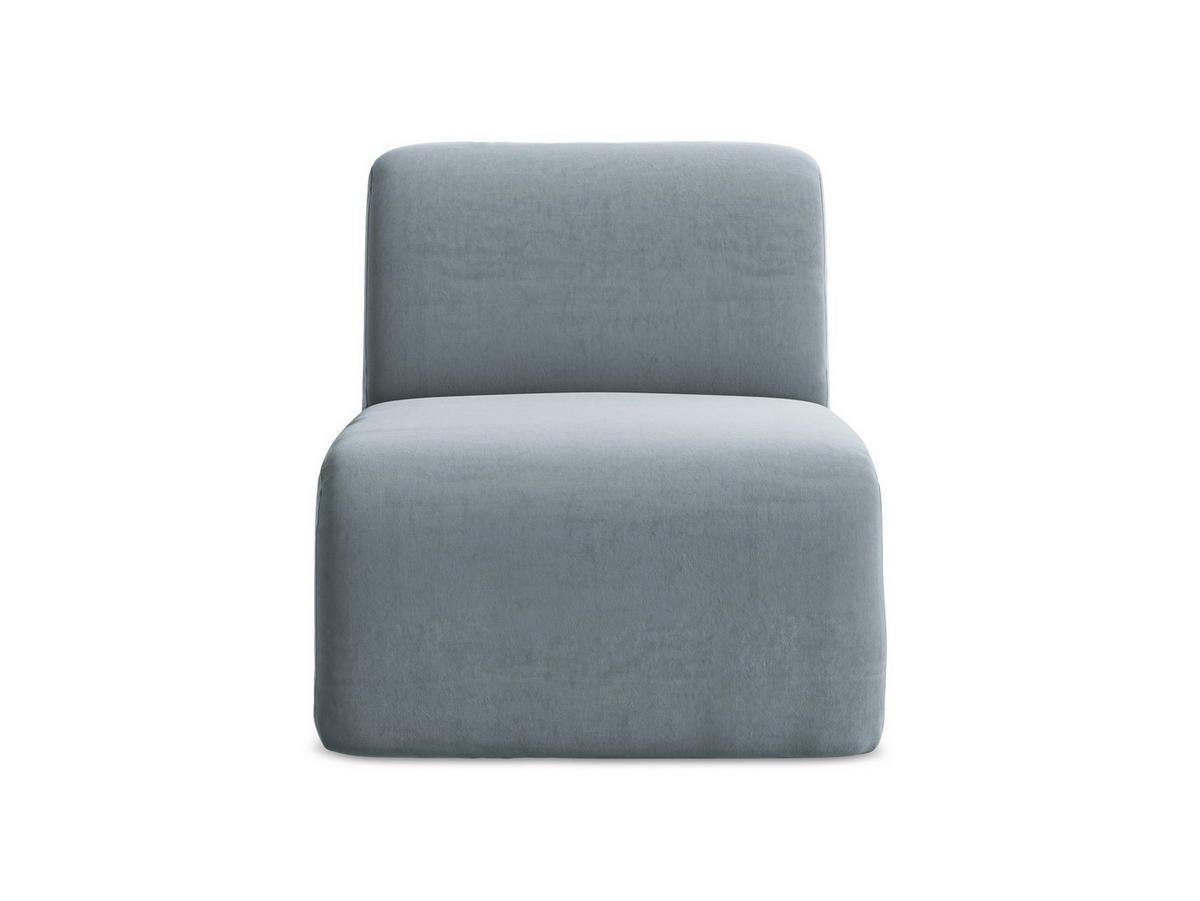 SOFAELEMENT Samt Stoff Blau - Schwarz/Hellblau, Holzwerkstoff/Kunststoff (70/75/94cm) - Makamii
