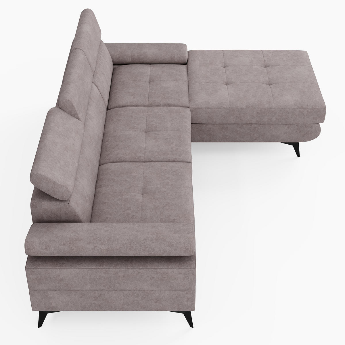 ECKSOFA VENTO Rechts Schwarz Velours Premium L-Form Couch mit Schlaffunktion & Bettkasten - Schwarz, Holz (261/190cm) - Barchello