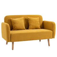 2-SITZER-SOFA aus Polyester 130x70x80 cm in Gelb mit 2 Kissen - Gelb, Textil (70/80/130cm) - Modfu