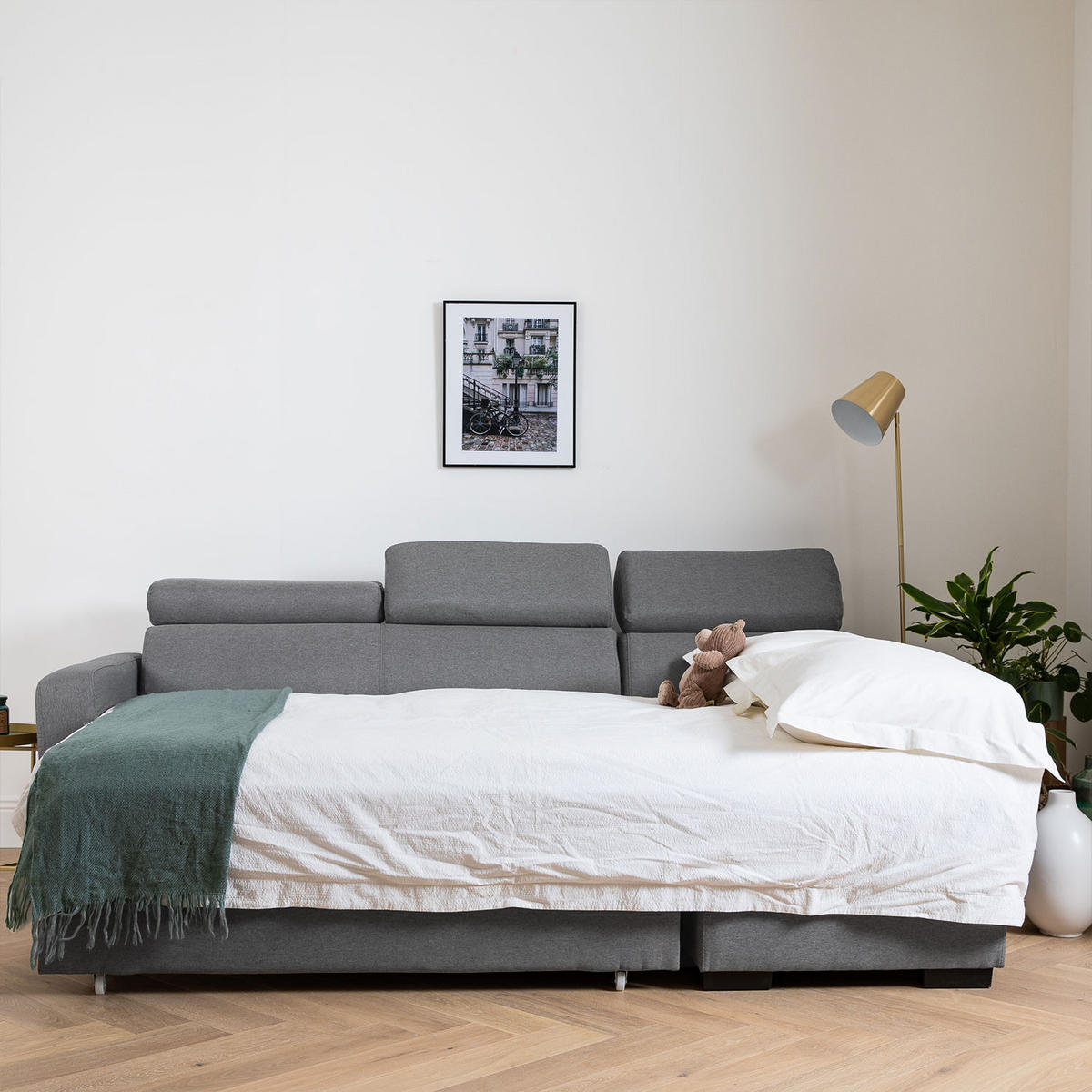 ECKSOFA WARREN Grau 3 Plätze - Grau, Textil (168/236cm) - Happy Garden