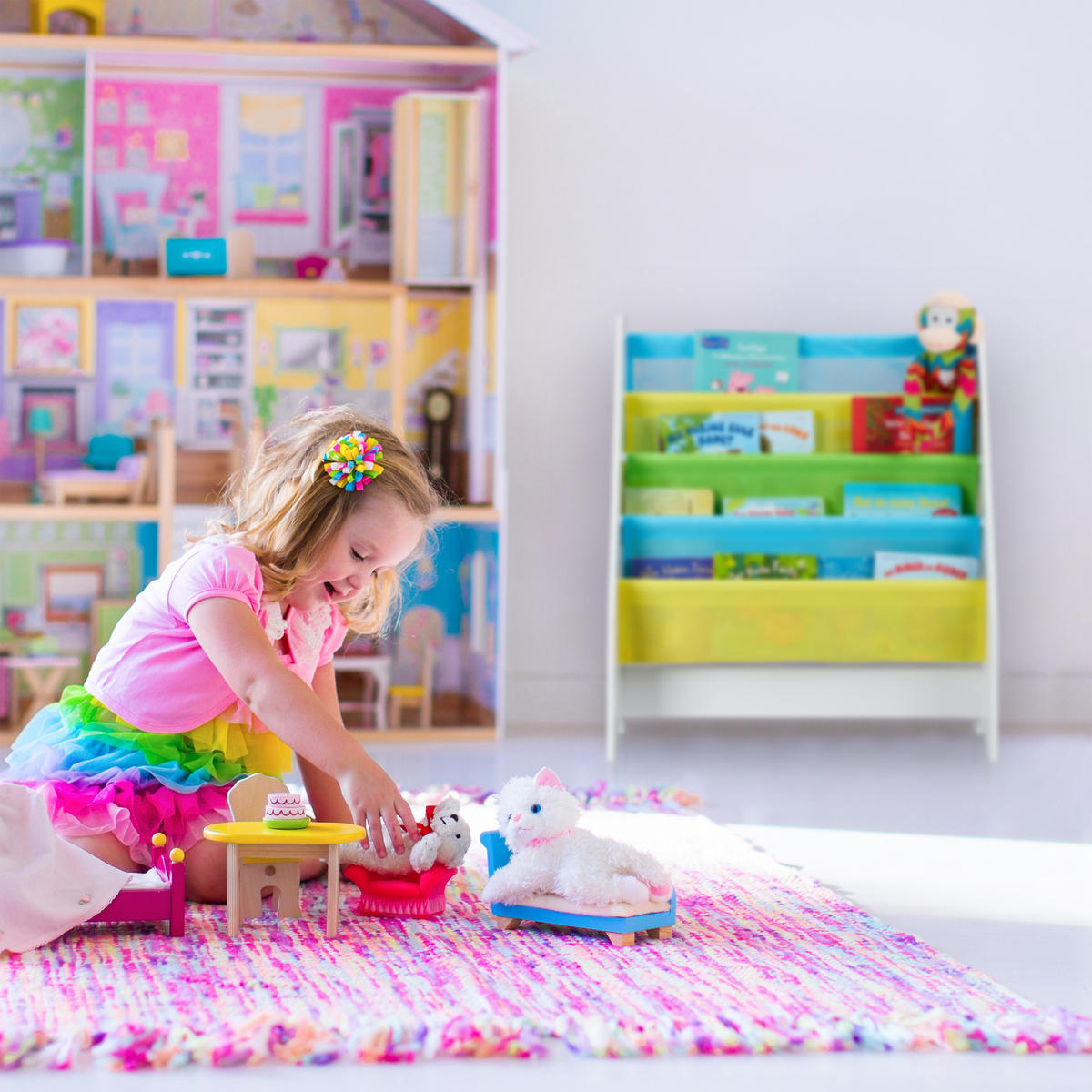 KINDER Bücherregal - Multicolor, Holzwerkstoff/Kunststoff (62/71/29cm) - Relaxdays