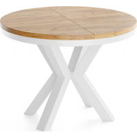 ESSTISCH Clara Weiß runder ausziehbarer, Craft Eiche 120-200/120/76 cm - Eiche Wotan/Weiß, Holzwerkstoff/Metall (120/120/76cm) - WFL GROUP
