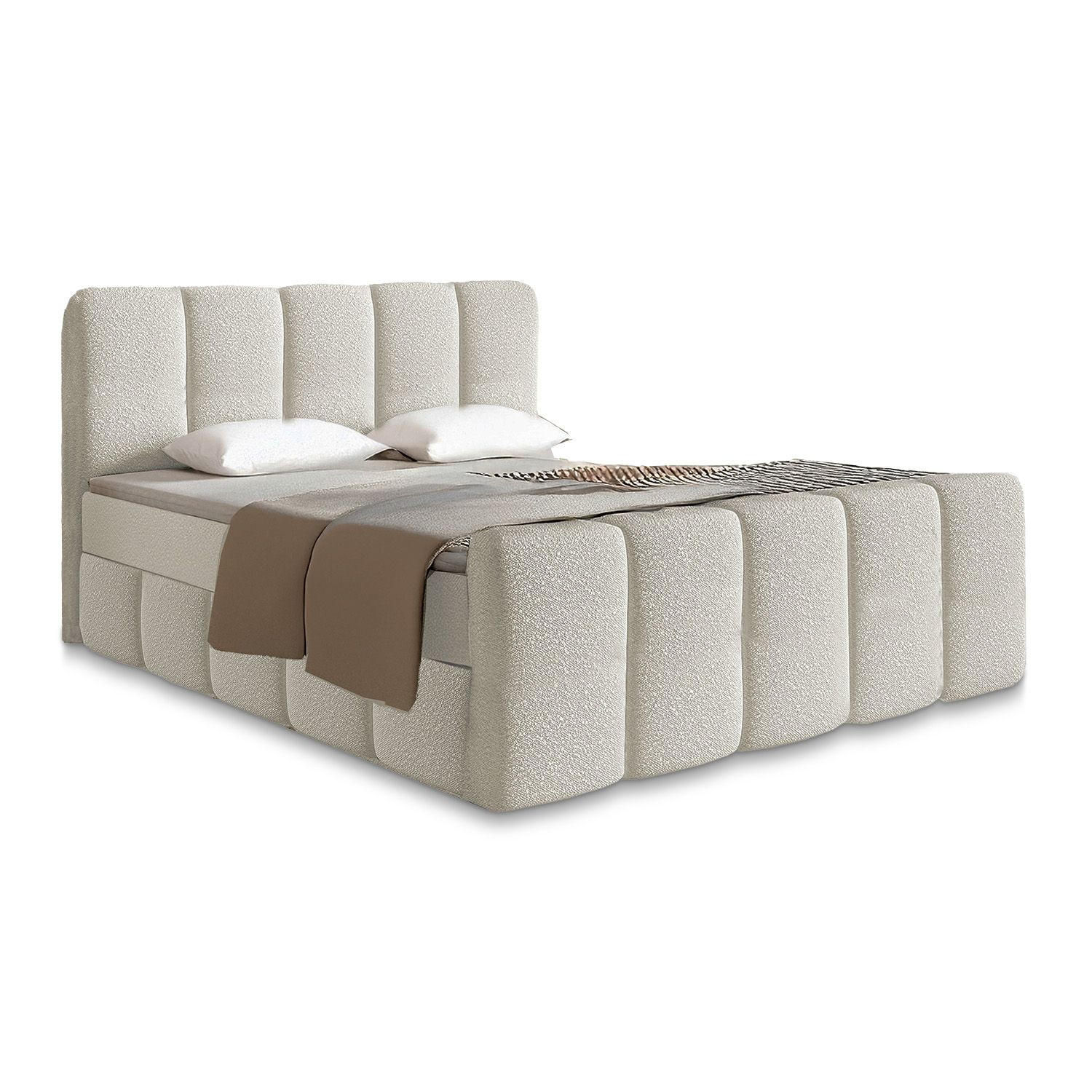 BOXBETT Manitoba 180/200 cm Bouclé Beige - Beige, Textil (180/200cm) - Juskys