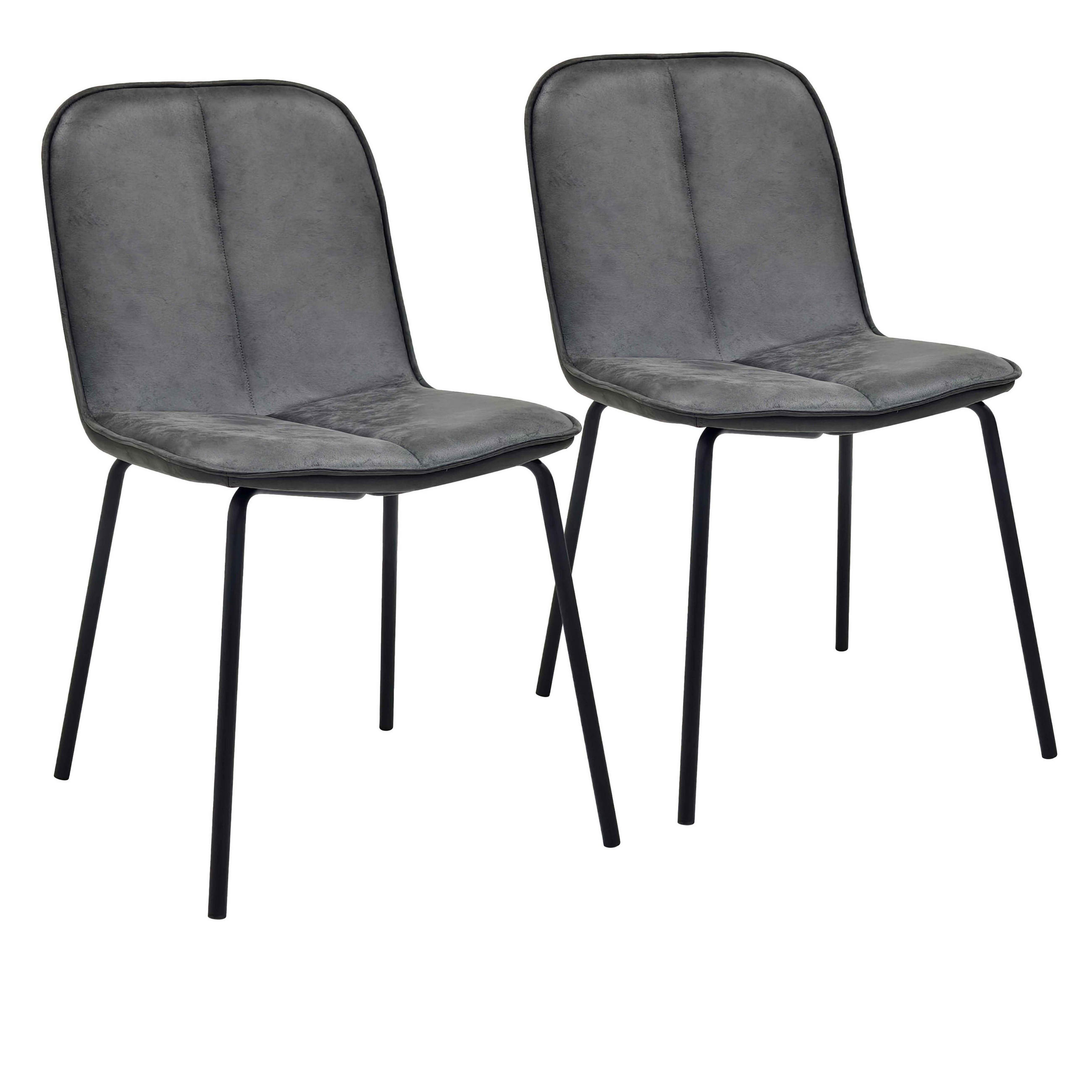 STÜHLE 2-tlg., Grau - Grau, Holz (49/82/61cm) - Oviala