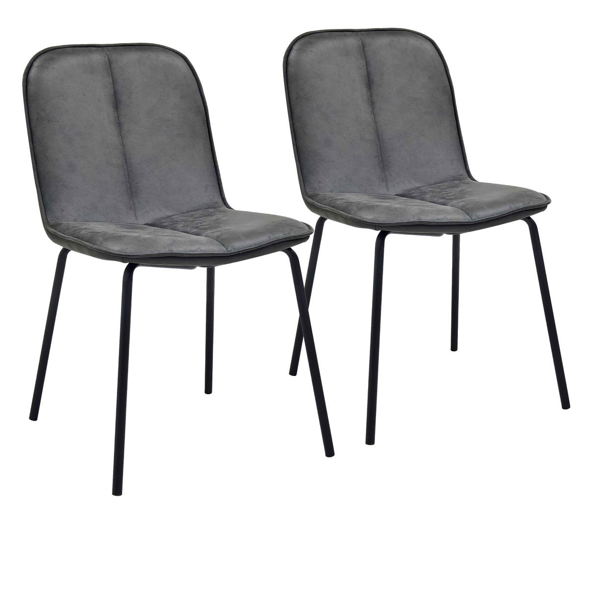 STÜHLE 2-tlg., Grau - Grau, Holz (49/82/61cm) - Oviala