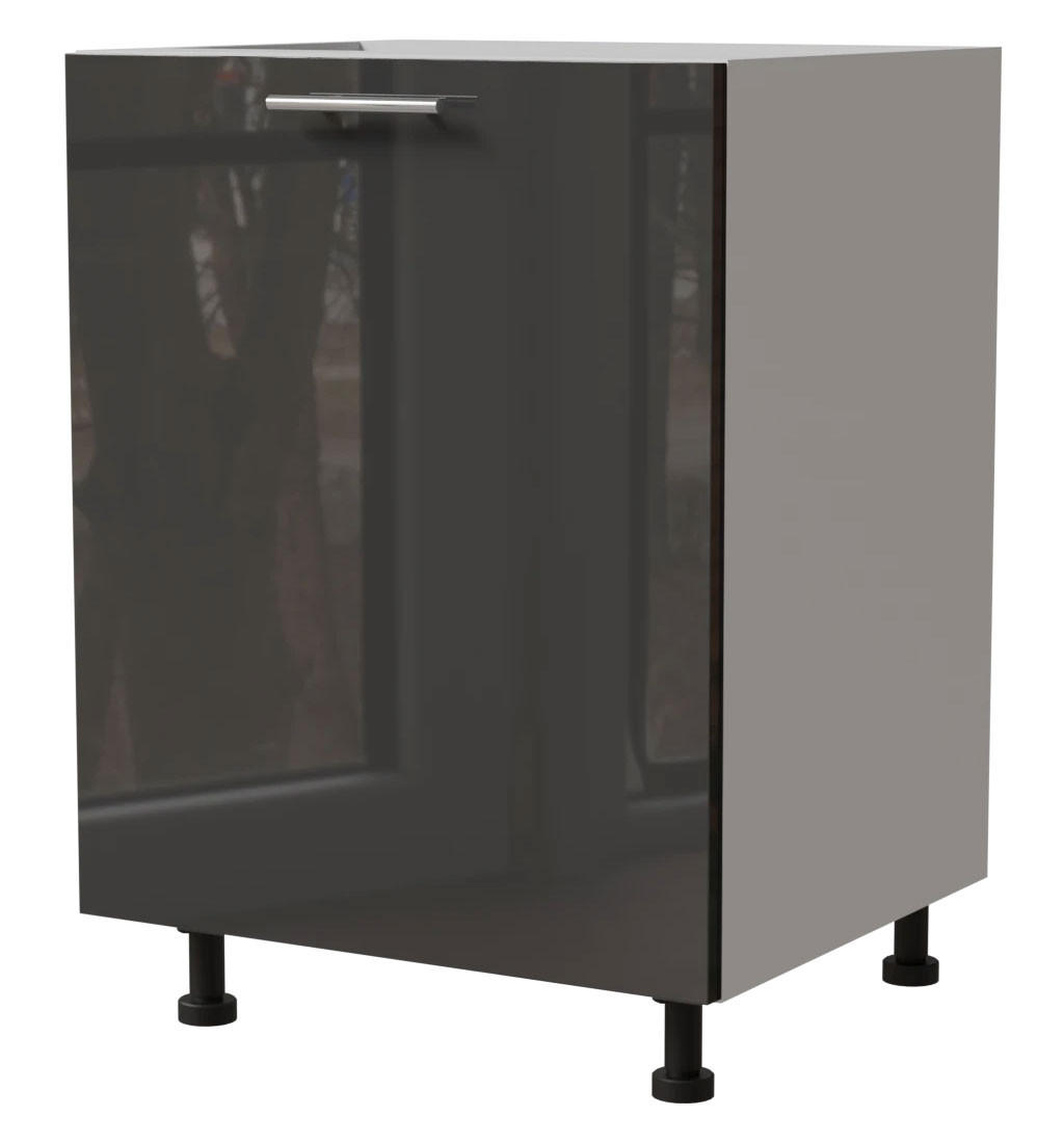 KÜCHENUNTERSCHRANK Essen D1D/60 Graphit Hochglanz / Weiß Matt 60 / 50 / 82cm - Graphitfarben/Weiß, Holz/Holzwerkstoff (60/82/50cm) - Feldmann-Wohnen