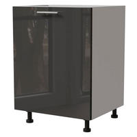 KÜCHENUNTERSCHRANK Essen D1D/60 Graphit Hochglanz / Weiß Matt 60 / 50 / 82cm - Graphitfarben/Weiß, Holz/Holzwerkstoff (60/82/50cm) - Feldmann-Wohnen