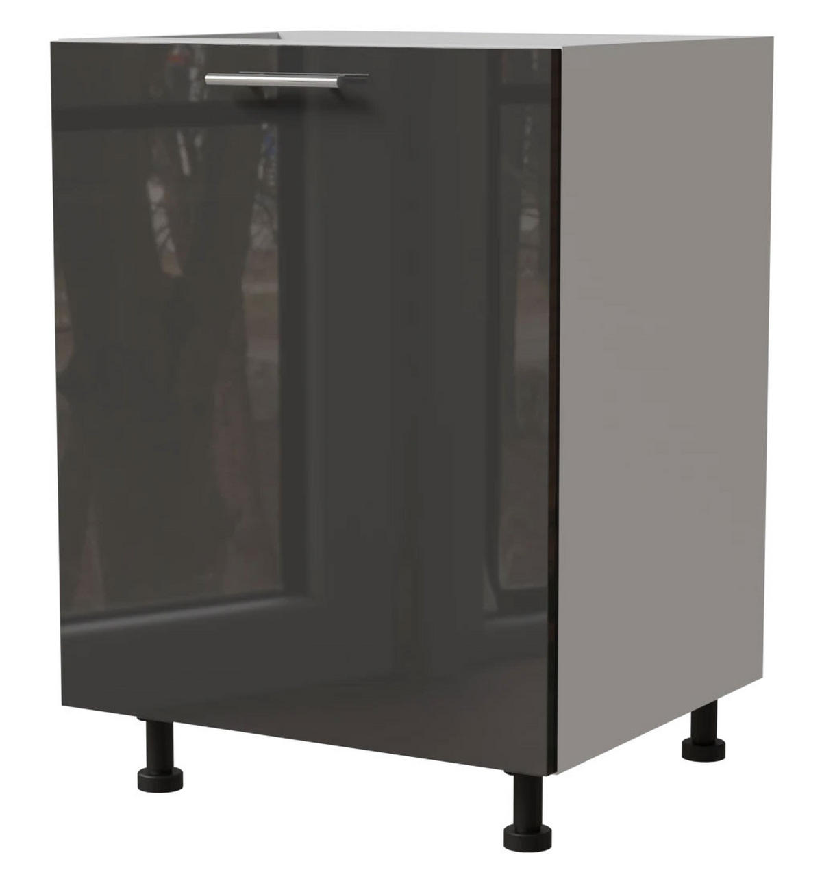 KÜCHENUNTERSCHRANK Essen D1D/60 Graphit Hochglanz / Weiß Matt 60 / 50 / 82cm - Graphitfarben/Weiß, Holz/Holzwerkstoff (60/82/50cm) - Feldmann-Wohnen