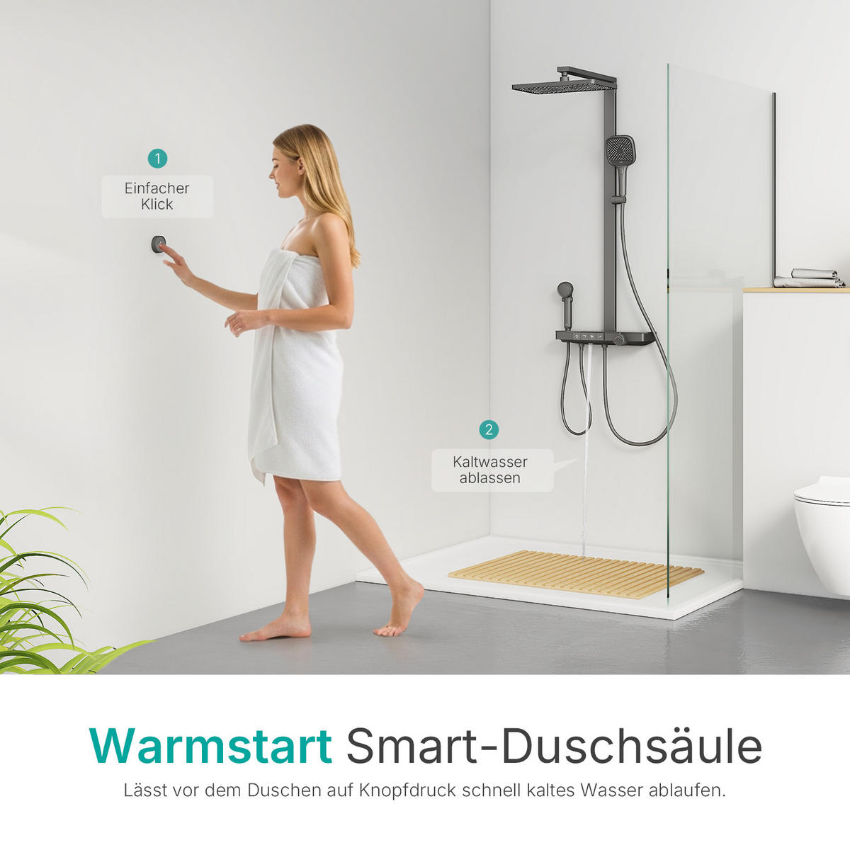 ÜBERKOPFBRAUSESET mit Handbrause Thermostat Vielseitig Anthrazit - Anthrazit, Metall (40/113/58cm) - EMKE