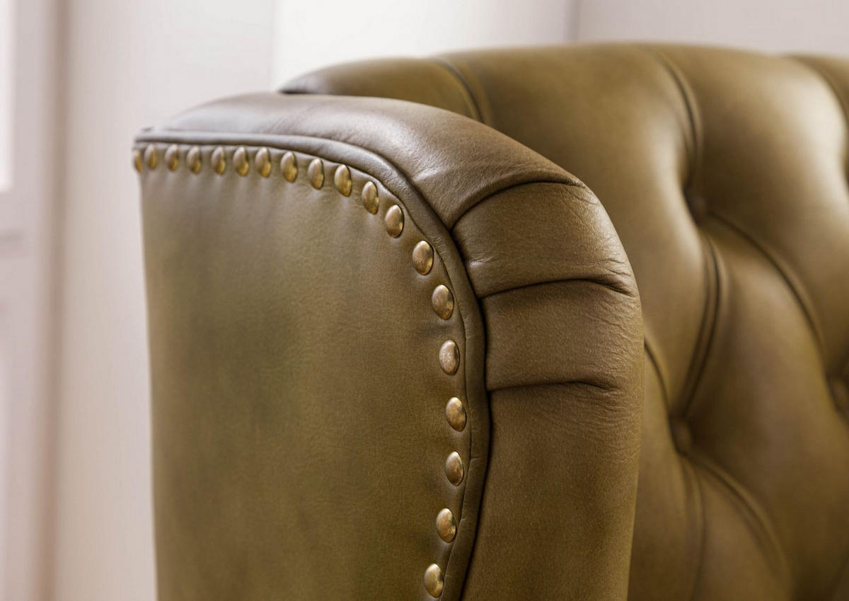 OHRENSESSEL Echtleder 88x81x105 grün CHESTERFIELD #301 - Grün, Leder (88/105/81cm) - Massivmoebel24