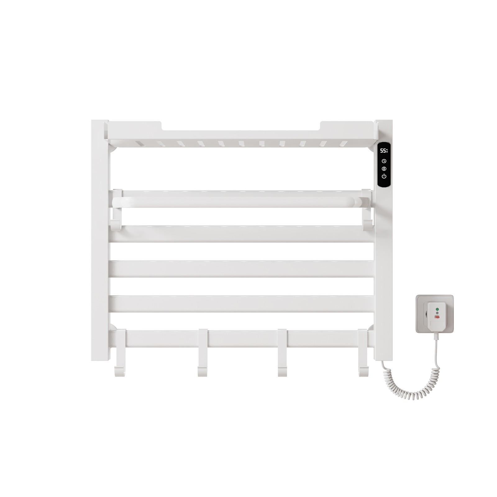 HANDTUCHHEIZKÖRPER 45/60 cm Weiß elektrisch 155 W mit WLAN, Ablage und 6 Haken - Weiß, Metall (60/45/20cm) - S'AFIELINA