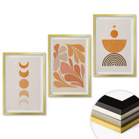 WANDBILDER 3er Set - 40x60 cm Goldrahmen - Abstrakte orange Formen - Goldfarben, Kunststoff (40/60cm) - ArtPrintCave