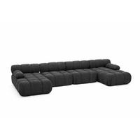 ECKSOFA U-Form XL, Stoff Bouclé Abriamo, Graphit, Selia U XL - Graphitfarben, Holz (380/70/160cm) - Kaiser Möbel