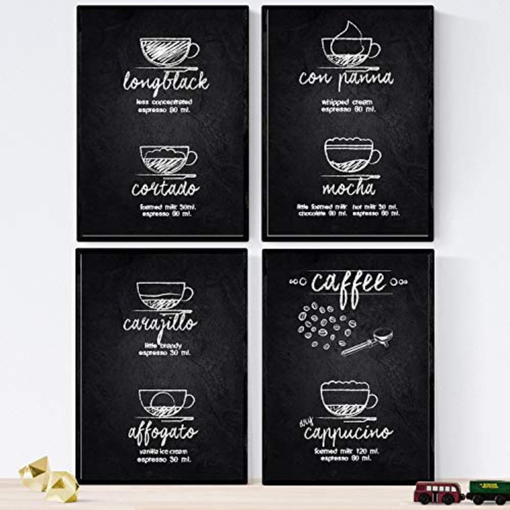 POSTER Set mit 4 Kaffee Detail 2 A4 Rahmenlos - Klar, Papier (29.7/3cm) - Nacnic