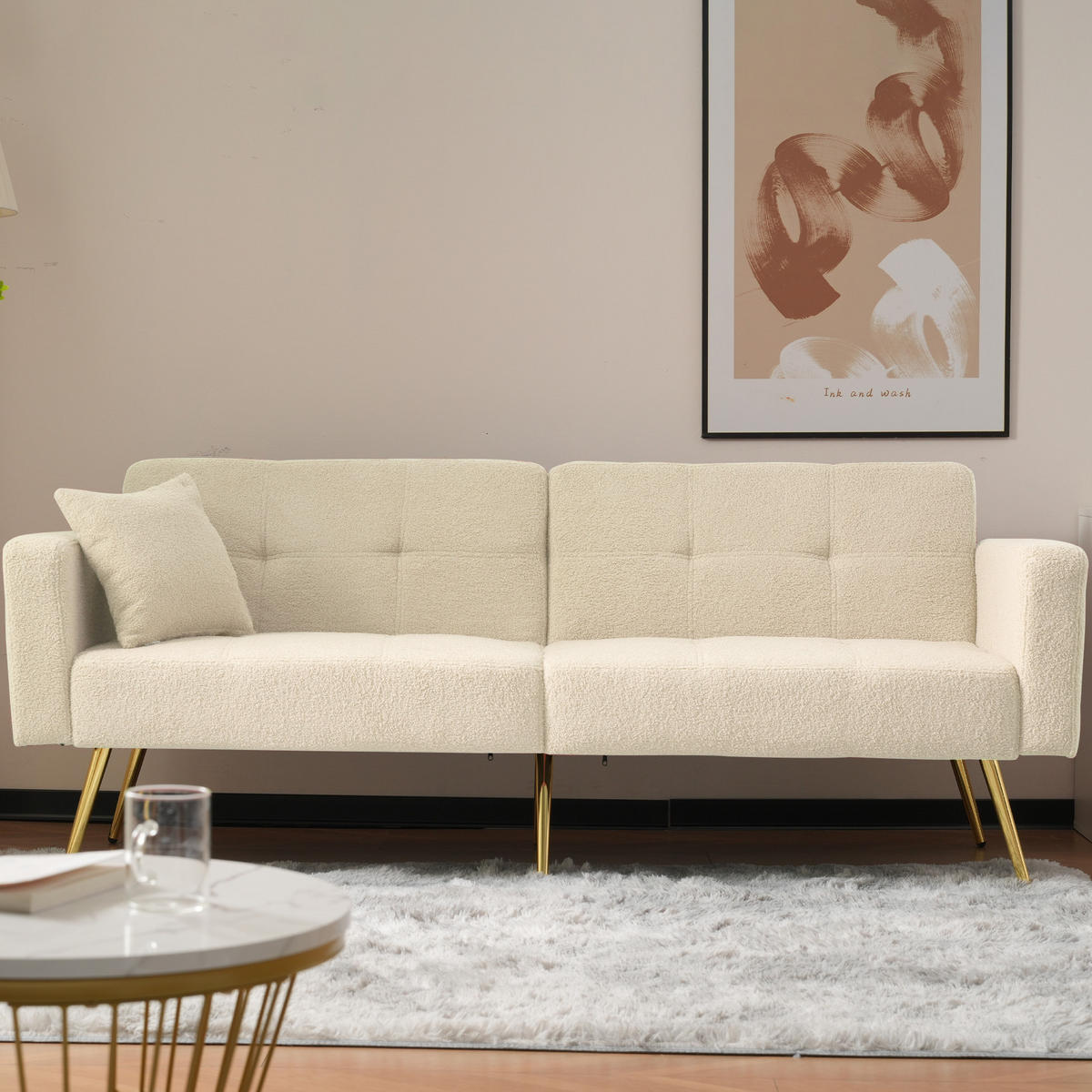 SCHLAFSOFA mit Bettfunktion 175 x 64 x 72 cm Beige - Beige, Kunststoff (175/72/64cm) - Meubliv