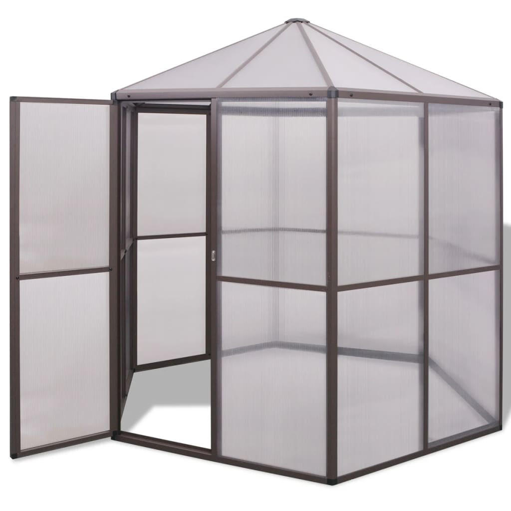 GEWÄCHSHAUS Aluminium 240/211/232 Cm - Braun, Kunststoff (210/230/240cm) - vidaXL